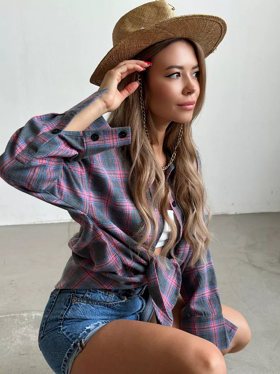 Chemise en Flanelle à Carreaux Élégante et Moderne Pour Femme