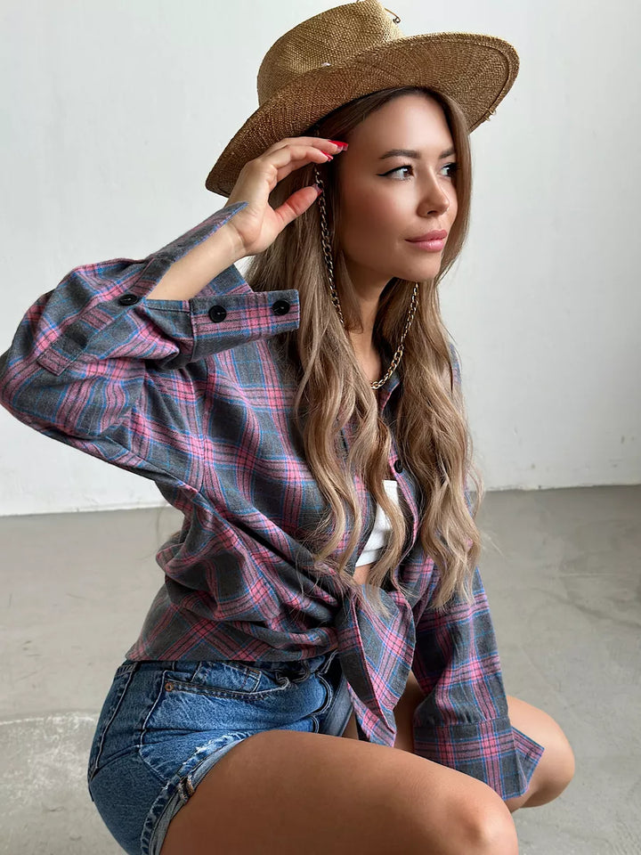 Chemise en Flanelle à Carreaux Élégante et Moderne Pour Femme